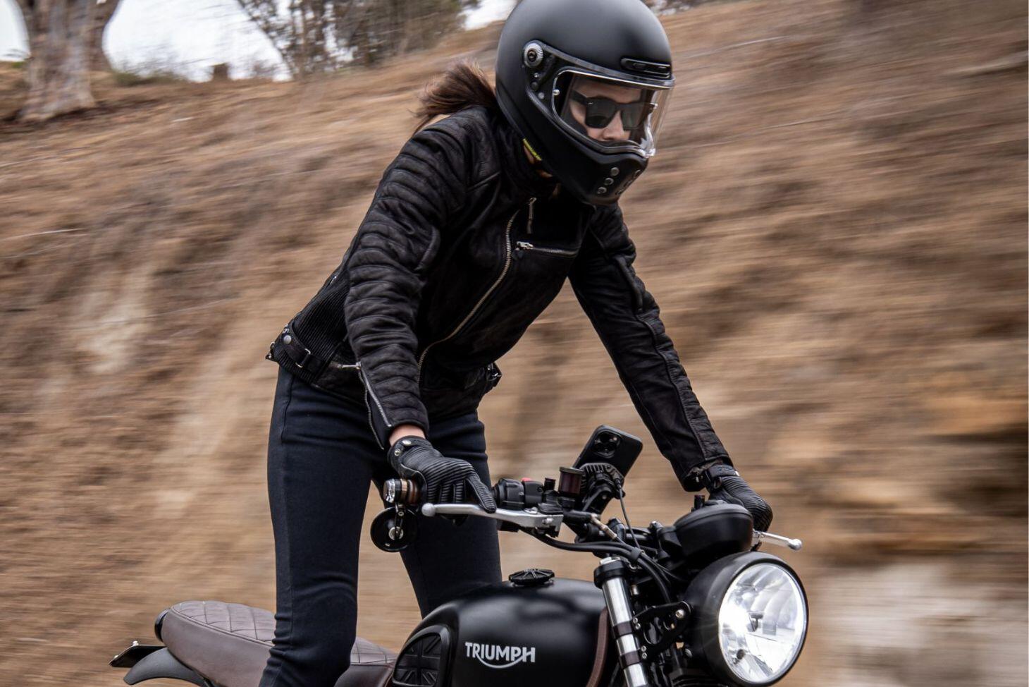 Motorcyclist testing Cortech gear in real riding conditions