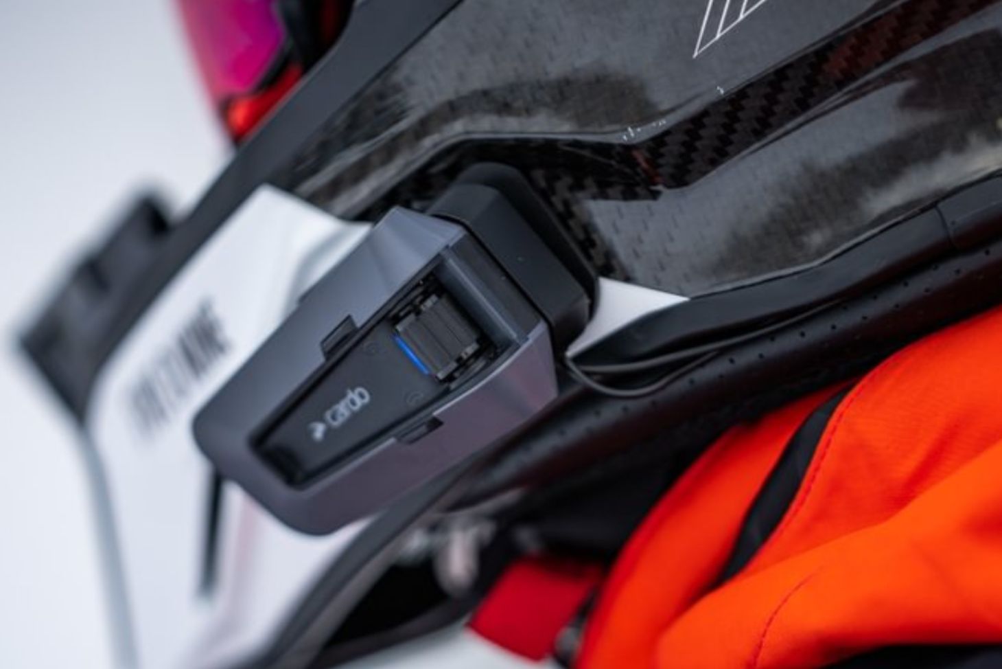 Cardo PACKTALK EDGE ORV installed on off-road helmet