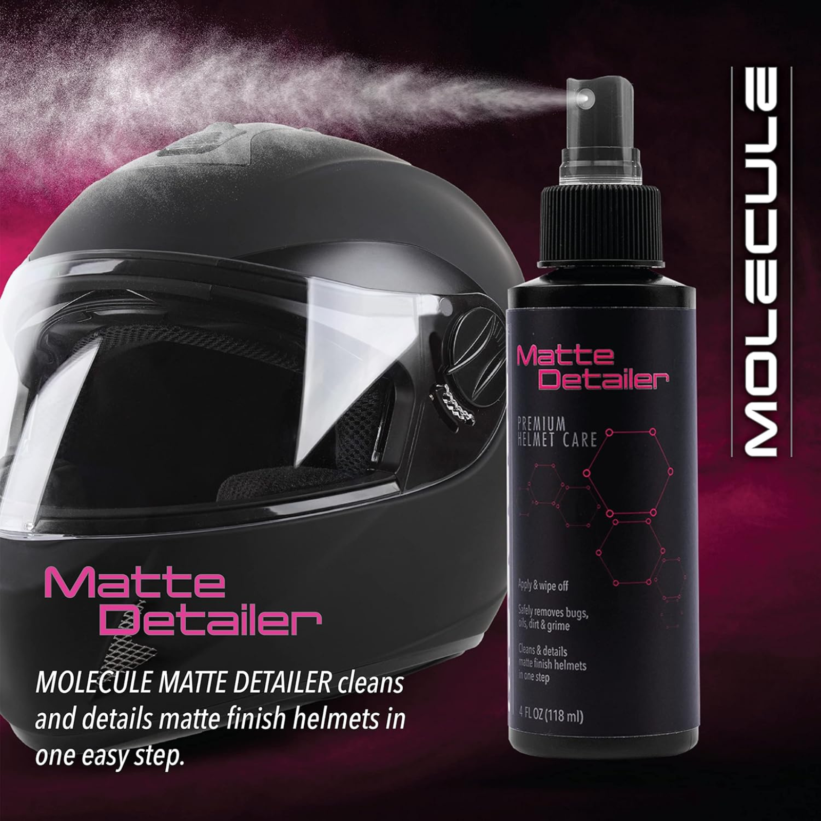 care for matte shoei helmet Molecule Helmet Matte Detailer 4 oz Sprayer