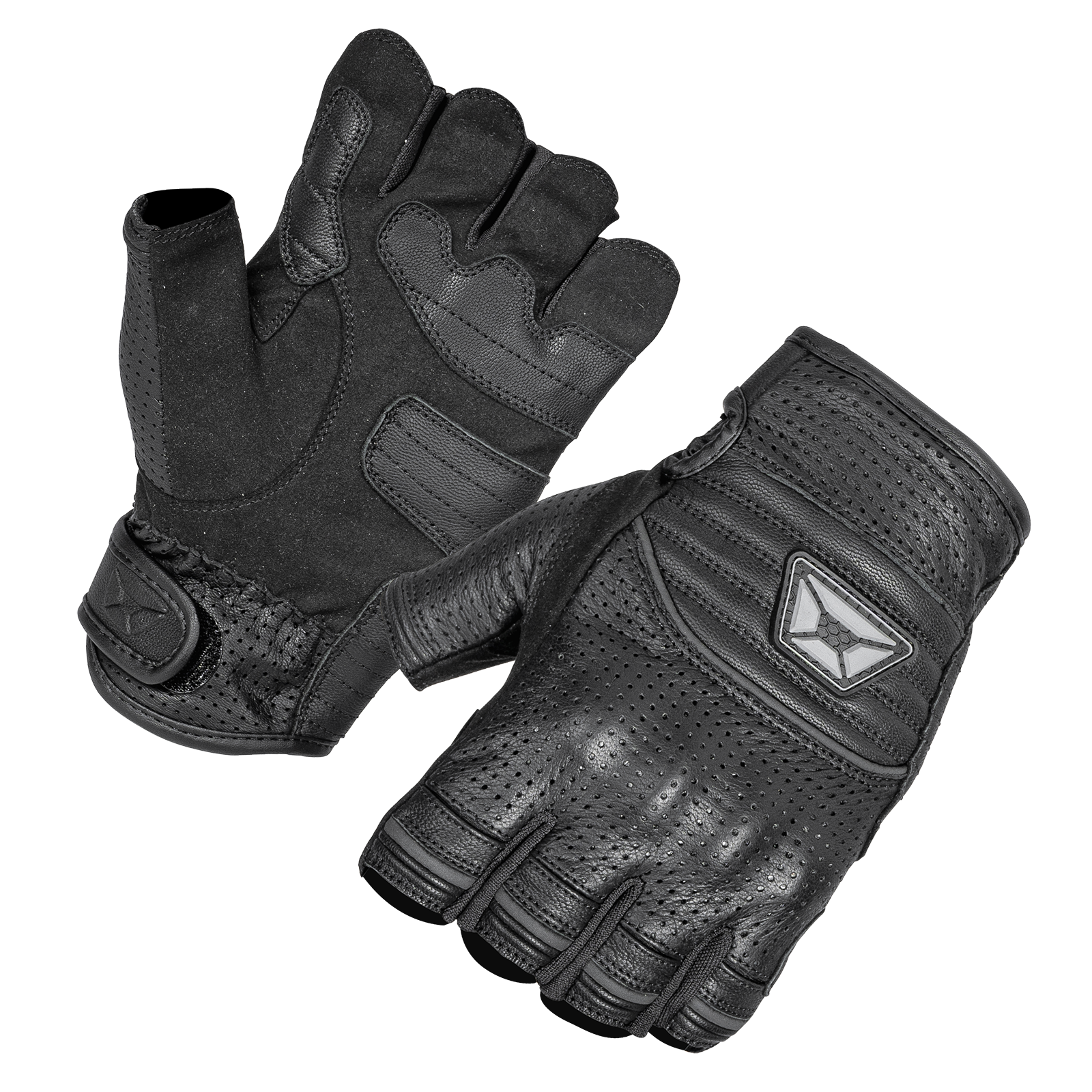 Flip Off Armored Fingerless Gloves - Black - Small