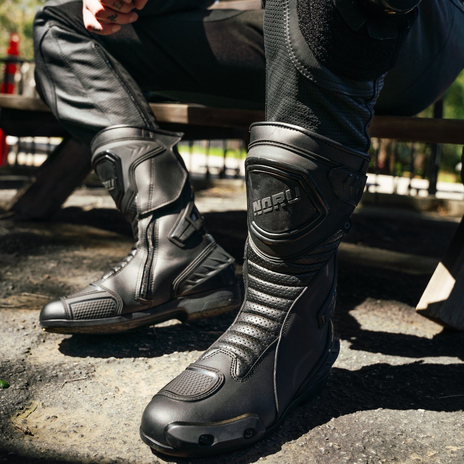Noru Raida Motorcycle Sport Boots. Leather Body, Man-Made Trim. Size 9 NORU Hakone Boots – Ride NORU main image 2