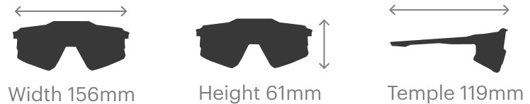 Slendale dimensions: width 156mm, height 61mm, temple length 119mm