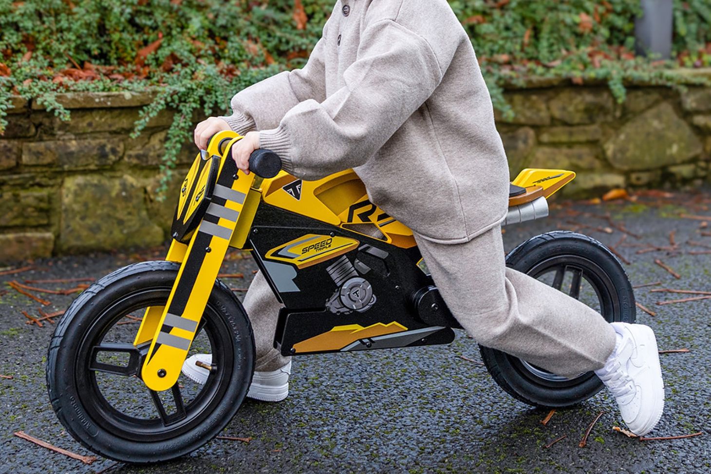 Young rider on a Kiddimoto balance bike