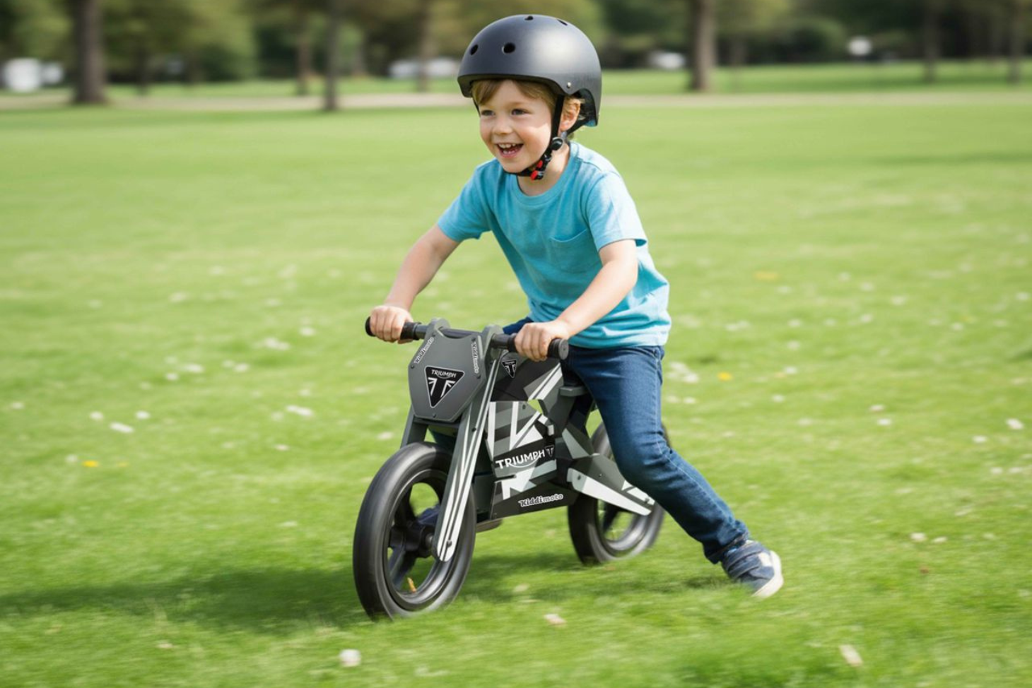 Young rider on a Kiddimoto balance bike