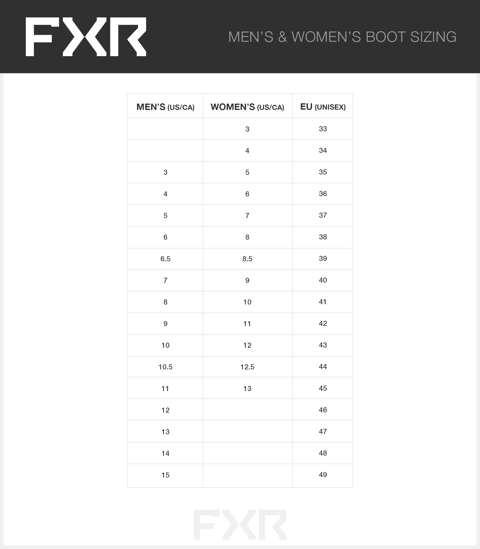 size chart